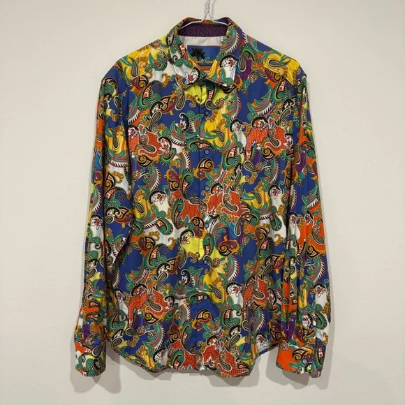 Robert Graham Mens 'Acosta' Classic Fit Paisley Button Up Sport Shirt Size L - Picture 1 of 10